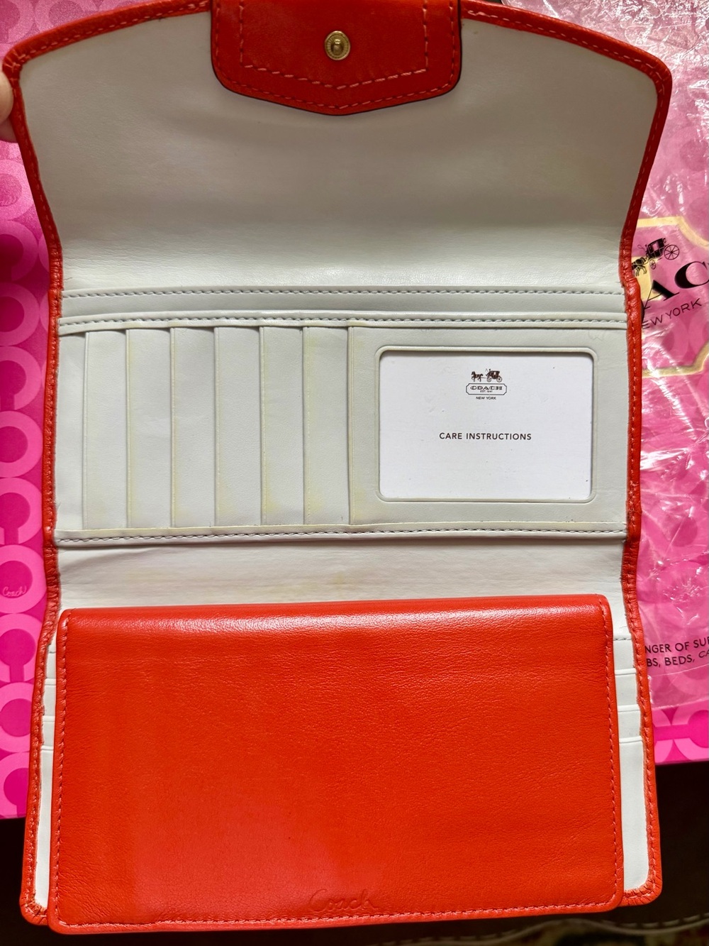 Coach Red Leather Wristlet Clutch - Picture 4 of 5